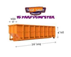 15 yard dumpster size
