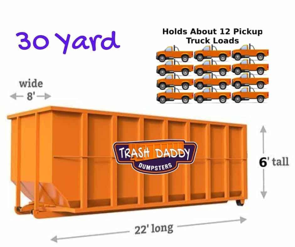 trash daddy 30 yard dumpster size