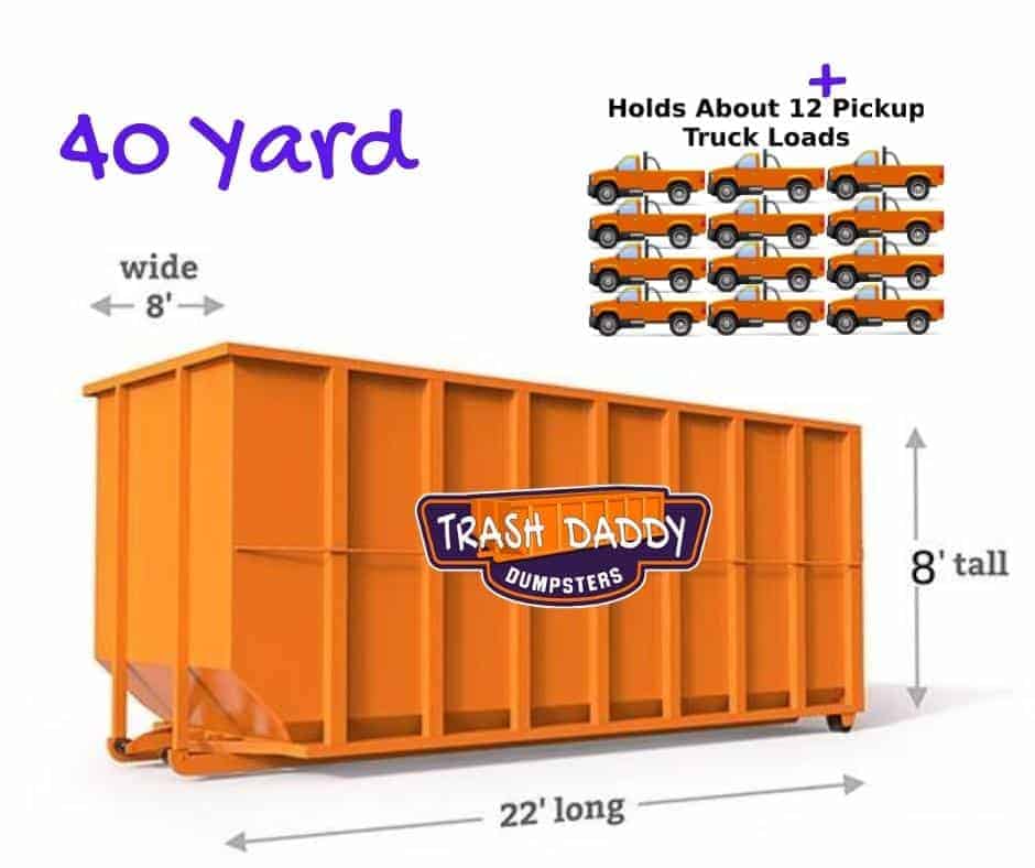 40 yard dumpster dimensions