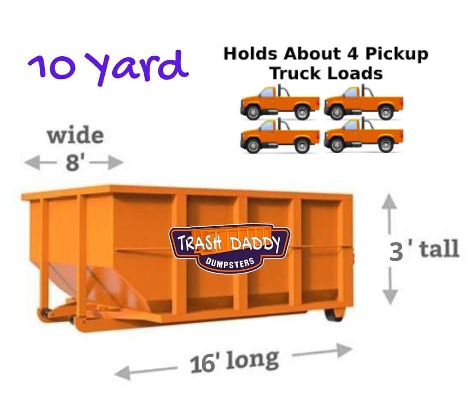 trash daddy 10 yard dumpster dimensions