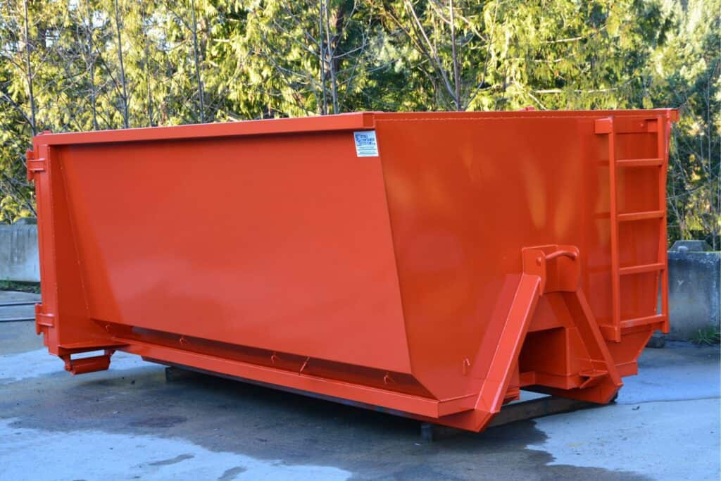 orange bathtub style 15 yard dumpster