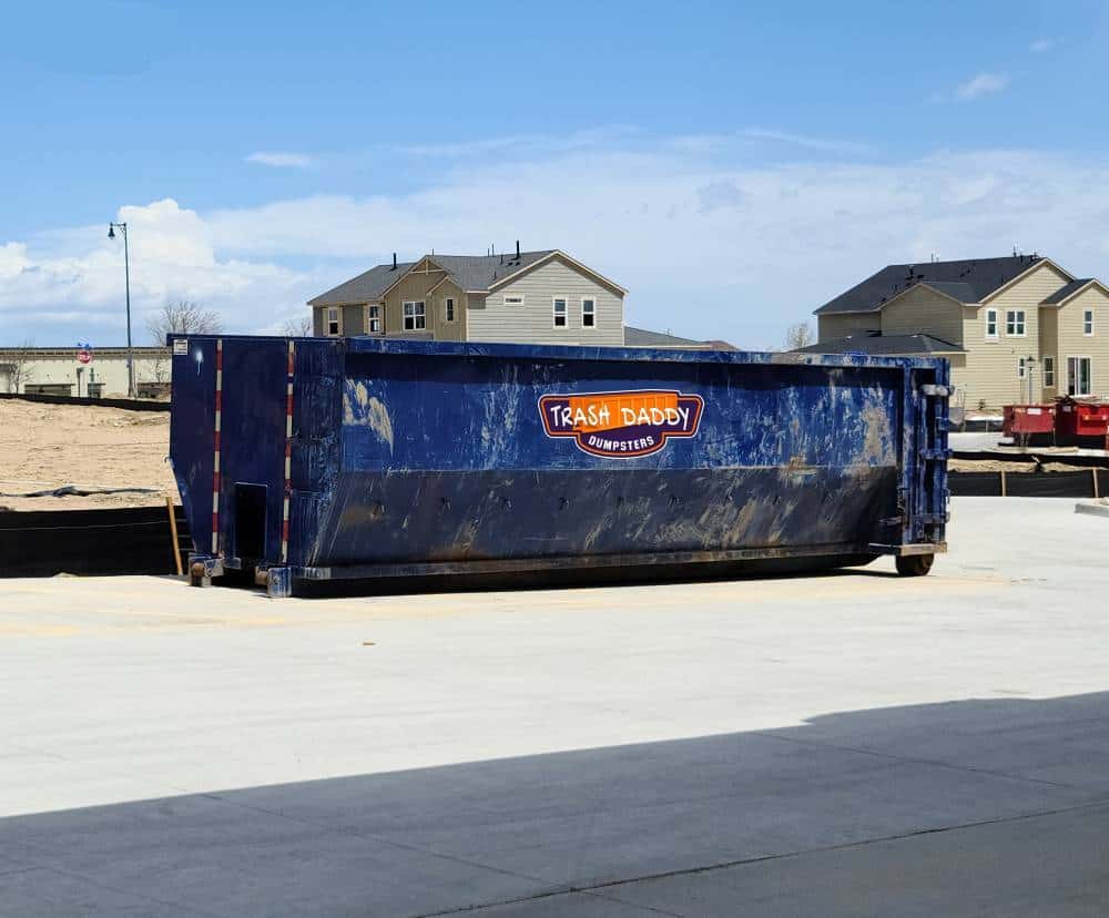 blue 30 yard roll off dumpster
