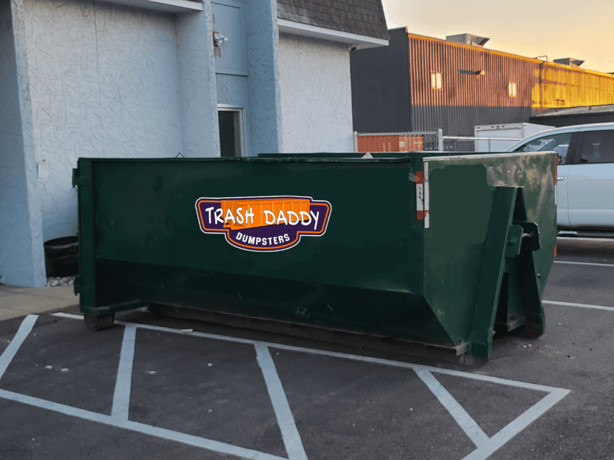 green 10 yard dumpster rental