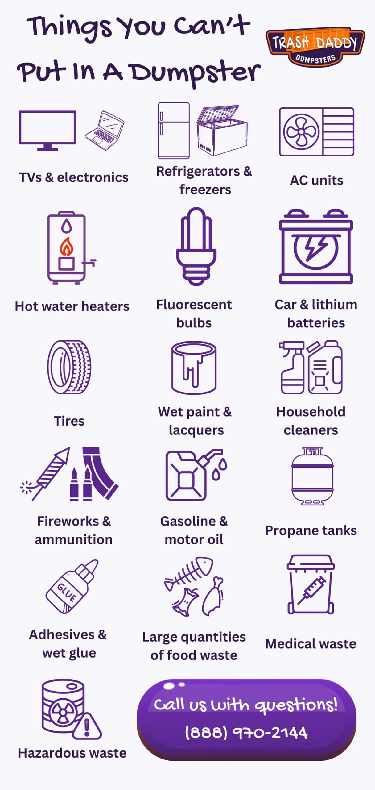 dumpster rental prohibited items graphic
