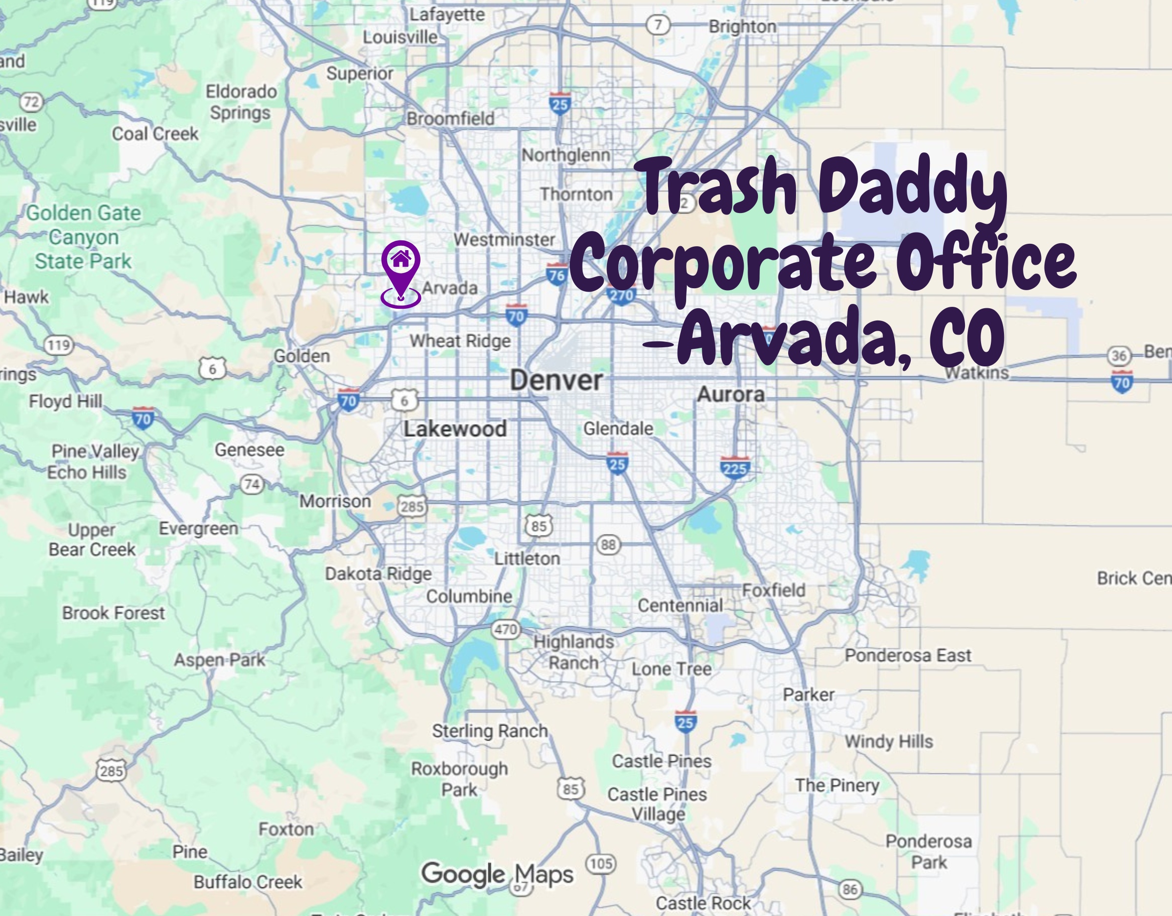 Trash Daddy Dumpsters corporate office location on a map