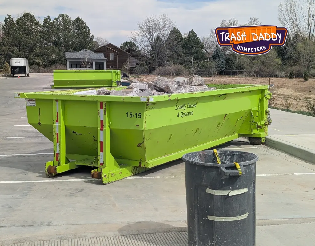 Dumpster with concrete for disposal