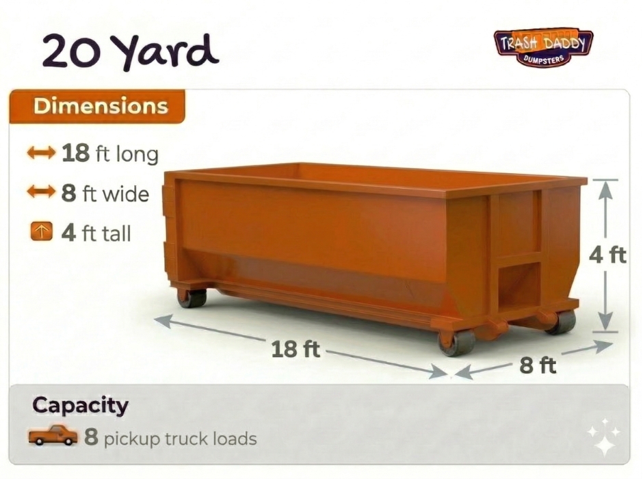 20 Yard tall roll-off with dimensions